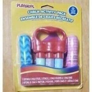 Playskool Chalk Activity Pack Non-Toxic 5 Chalks, 3 Stencils, 2 Holders,1 Rake